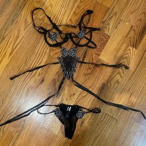 Sexy Rhinestone 2 piece Lingerie set